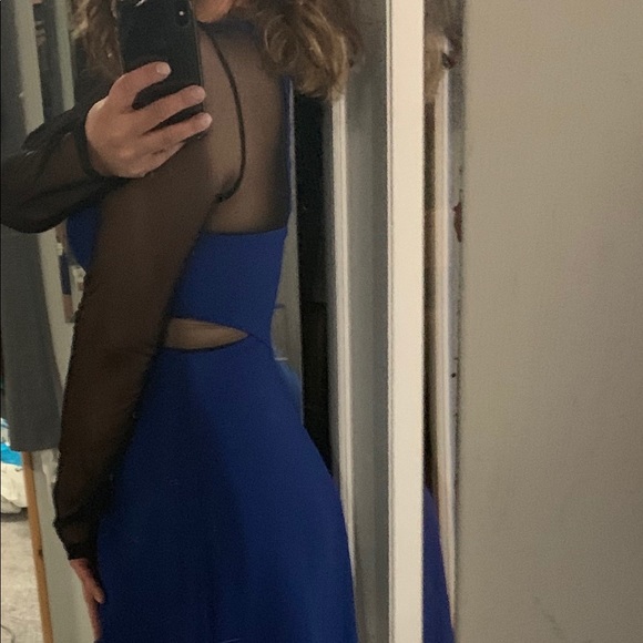 BCBG blue dress with black mesh inserts - Picture 2 of 5